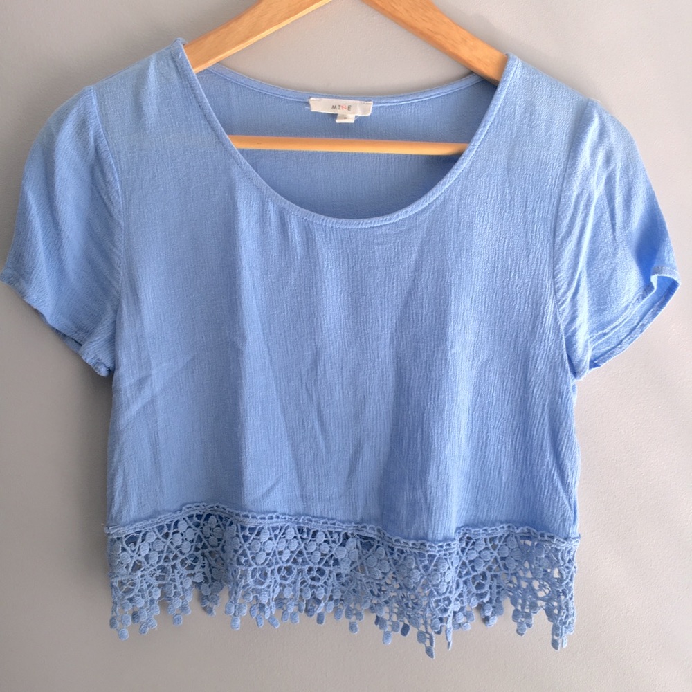 Pretty blue boho crochet crop top - size S